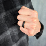 mens meteorite wedding band space inspired tungsten ring