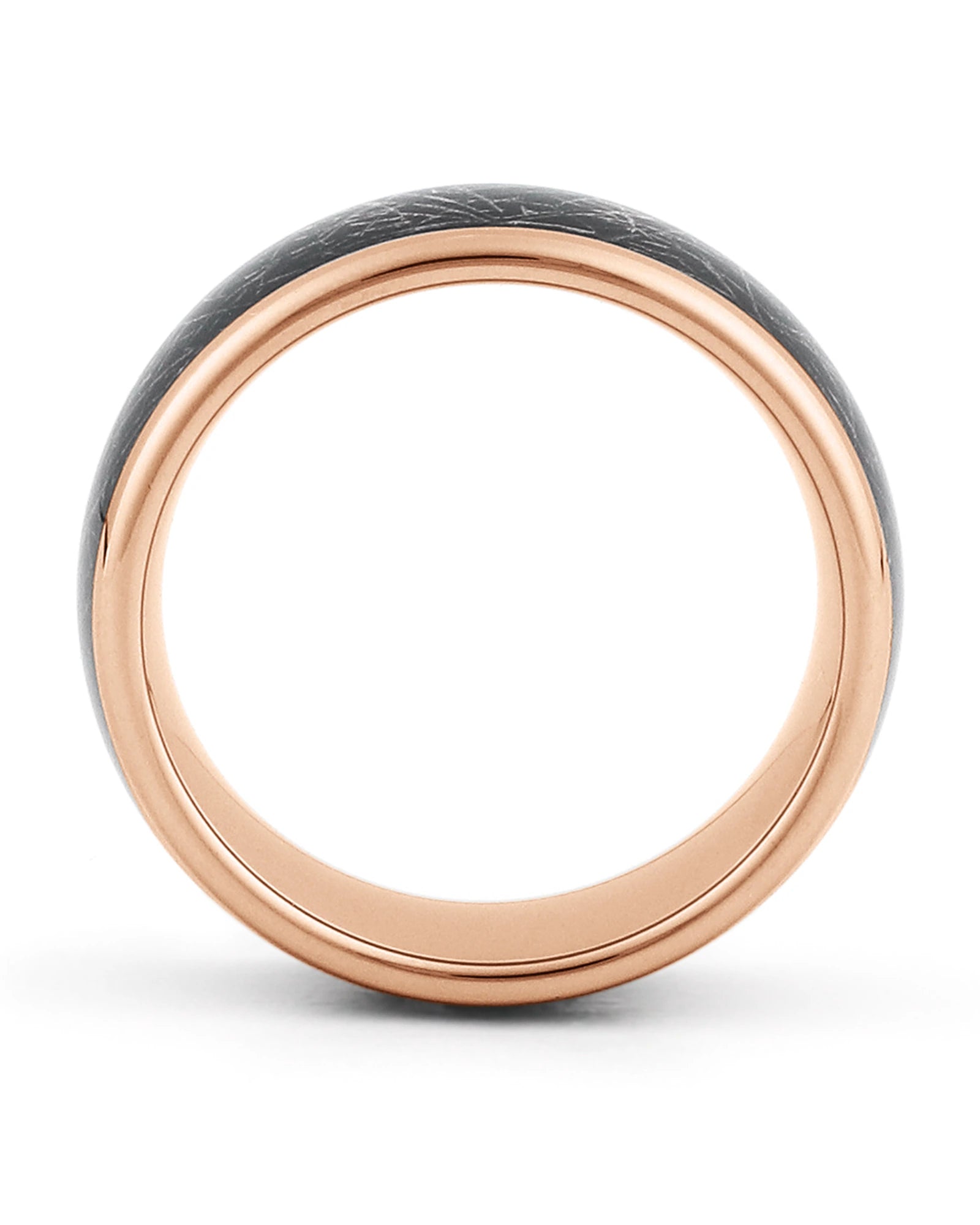 Rose gold galaxy meteorite tungsten ring lifestyle view