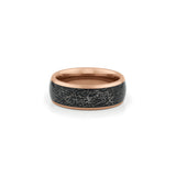 rose gold tungsten meteorite wedding band