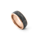 rose gold tungsten meteorite wedding band