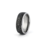 silver tungsten meteorite wedding ring for men