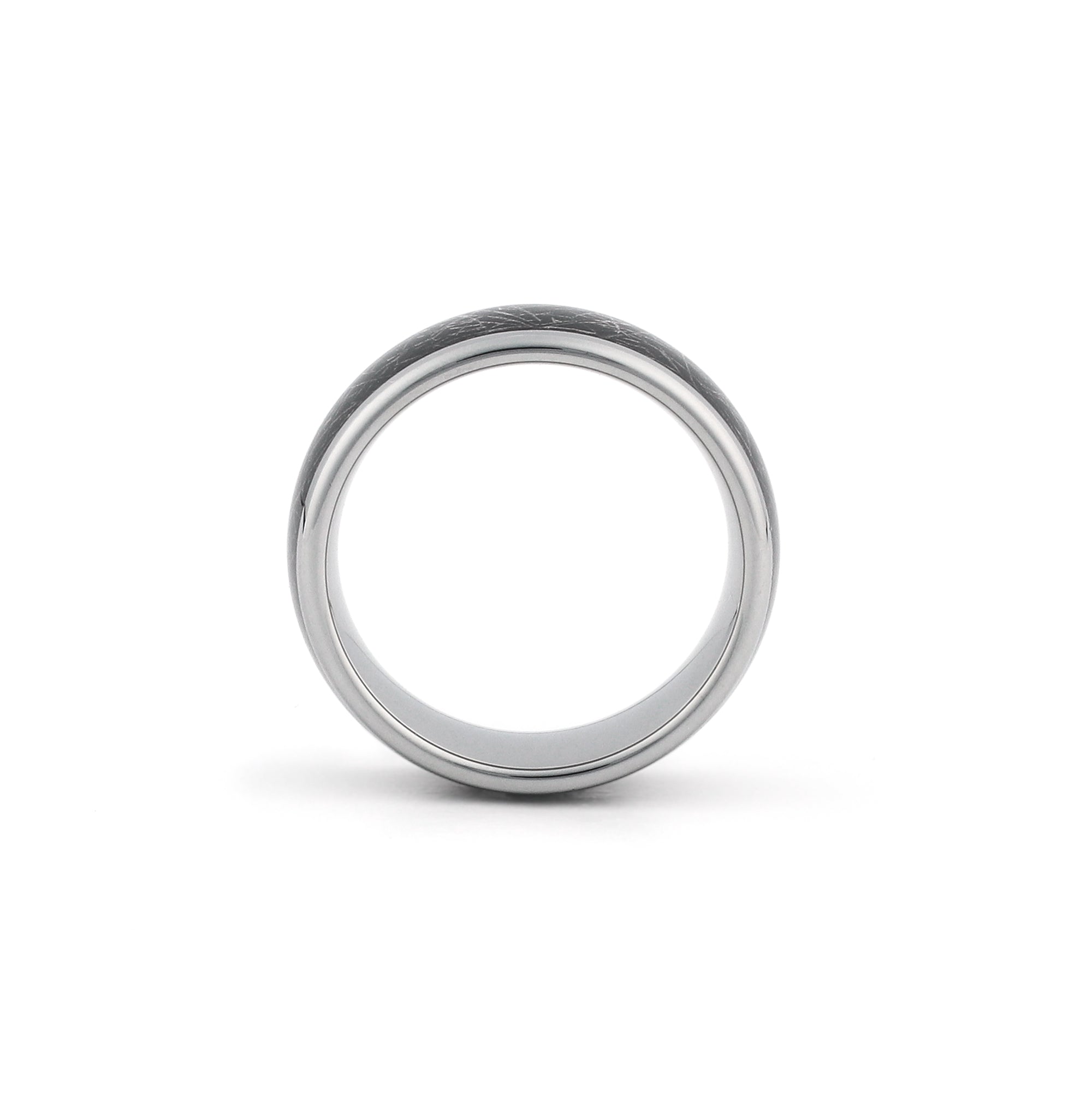 silver tungsten meteorite wedding ring for men