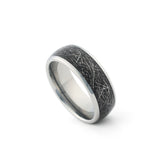 silver tungsten meteorite wedding ring for men