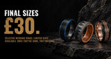 Men’s wedding rings on dark slate from the HusBands £30 final sizes sale.