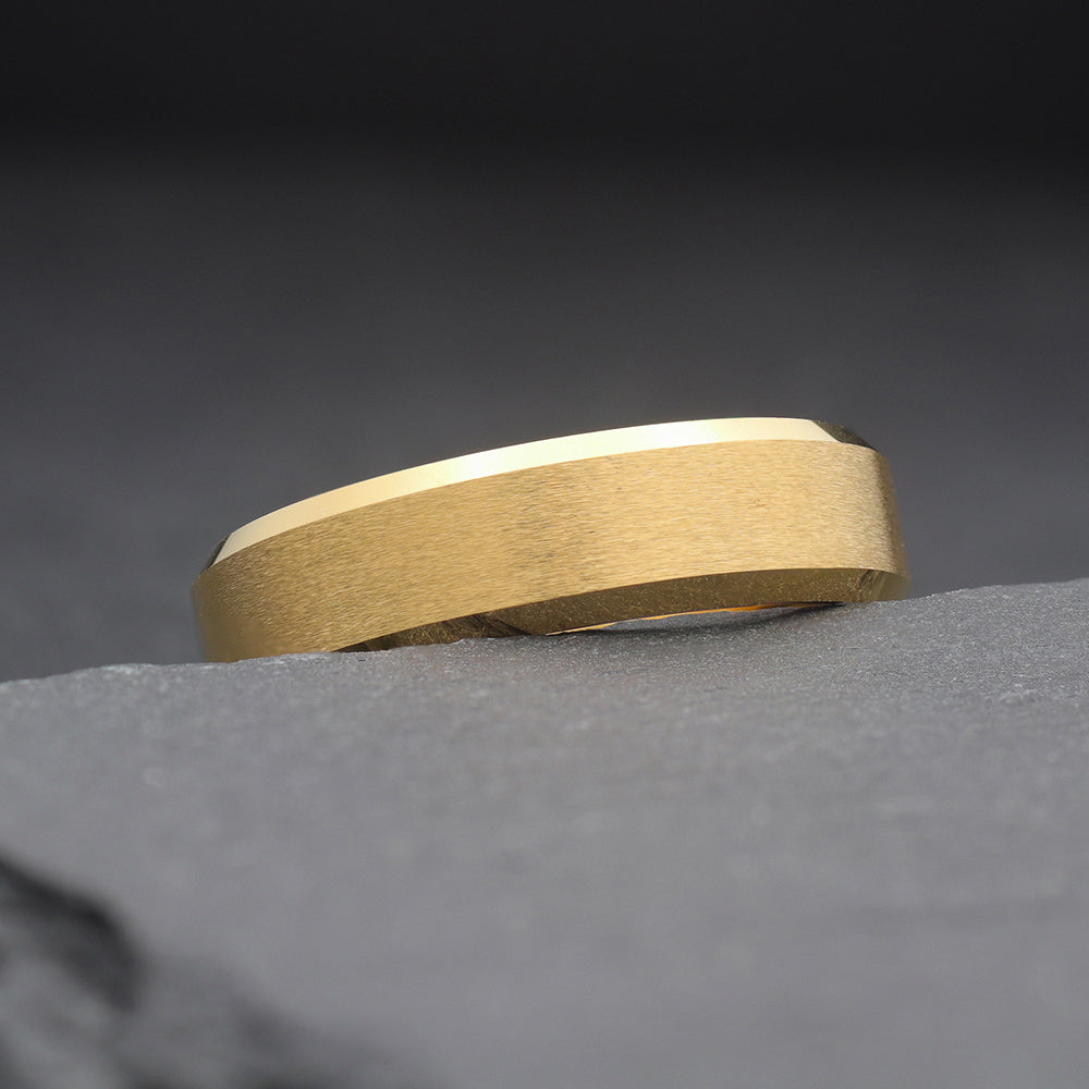 mens gold tungsten wedding ring