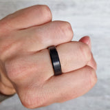 mens simple black wedding ring