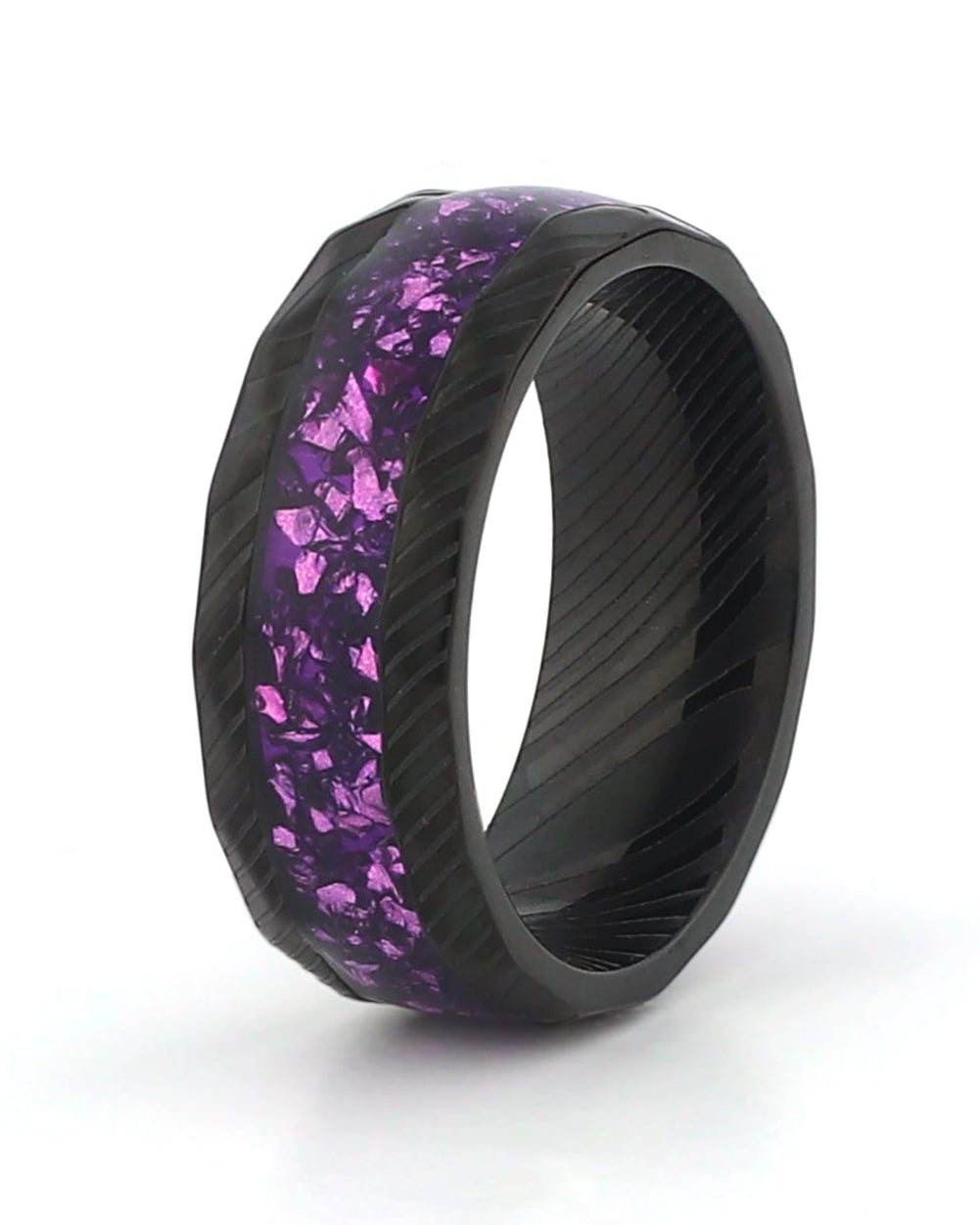 amethyst ring mens damascus steel