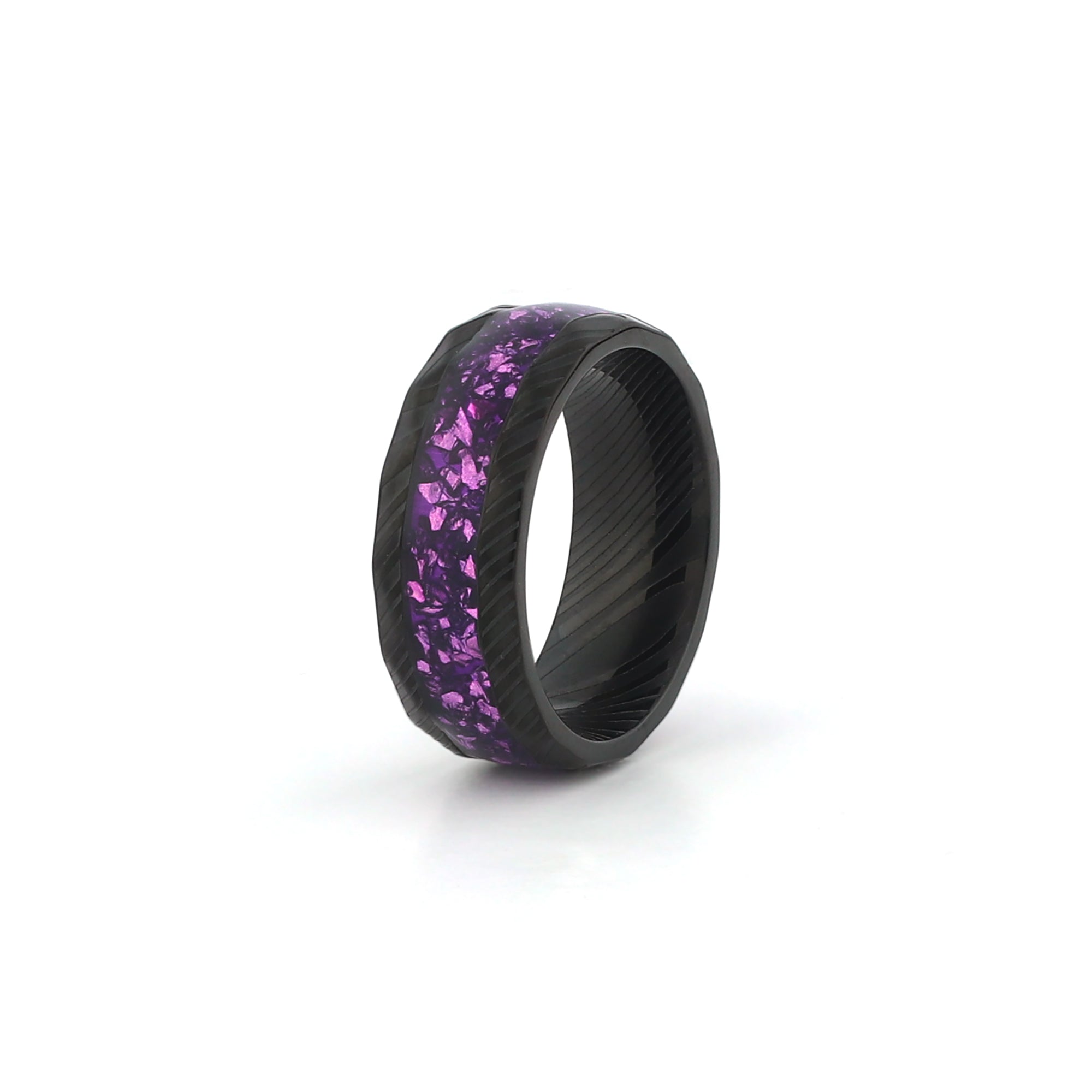 amethyst ring mens damascus steel