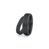 black tungsten couples wedding ring set brushed center polished beveled edges matching bands