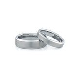 silver tungsten couples wedding ring set brushed center polished beveled edges matching wedding bands