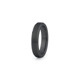 Black tungsten wedding ring with brushed centre and polished beveled edges 4mm width