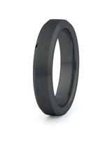 Black bevelled tungsten wedding ring for men, 4mm band