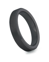 Black 4mm bevelled tungsten wedding ring shown at an angle
