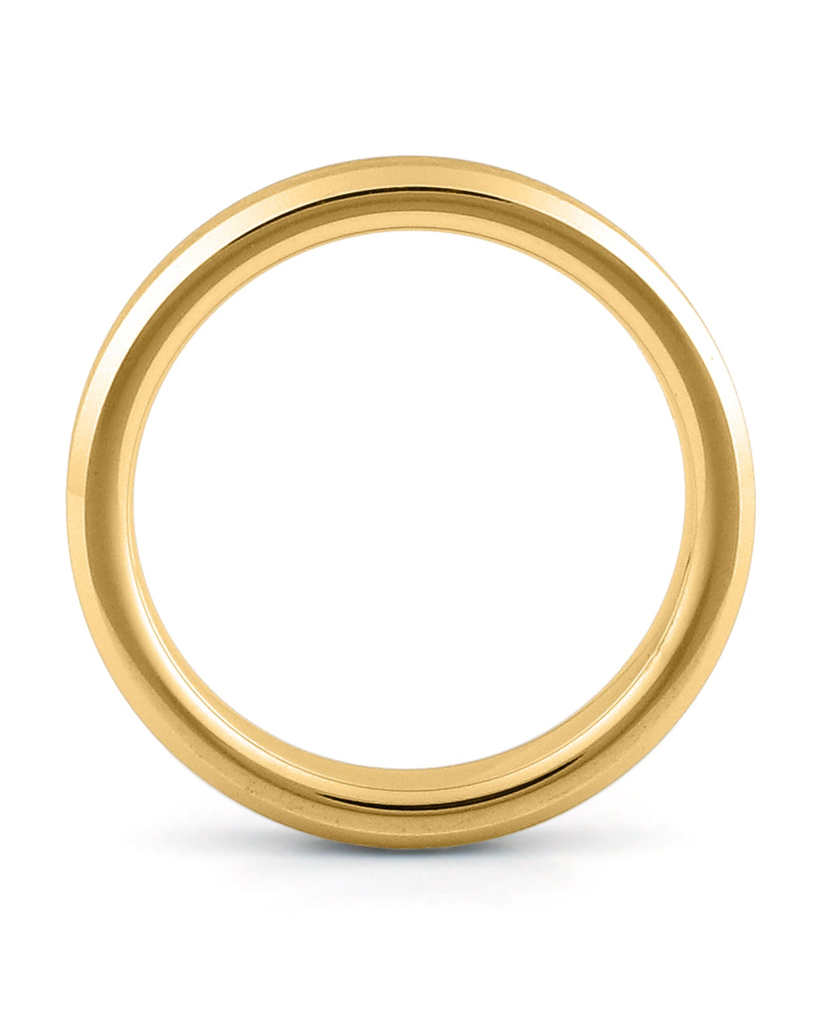 Side view of gold 4mm bevelled tungsten wedding ring
