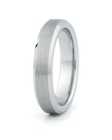 Silver bevelled tungsten wedding ring for men, 4mm band