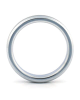 Side view of silver 4mm bevelled tungsten wedding ring