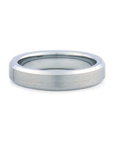 Front view of silver 4mm bevelled tungsten wedding band