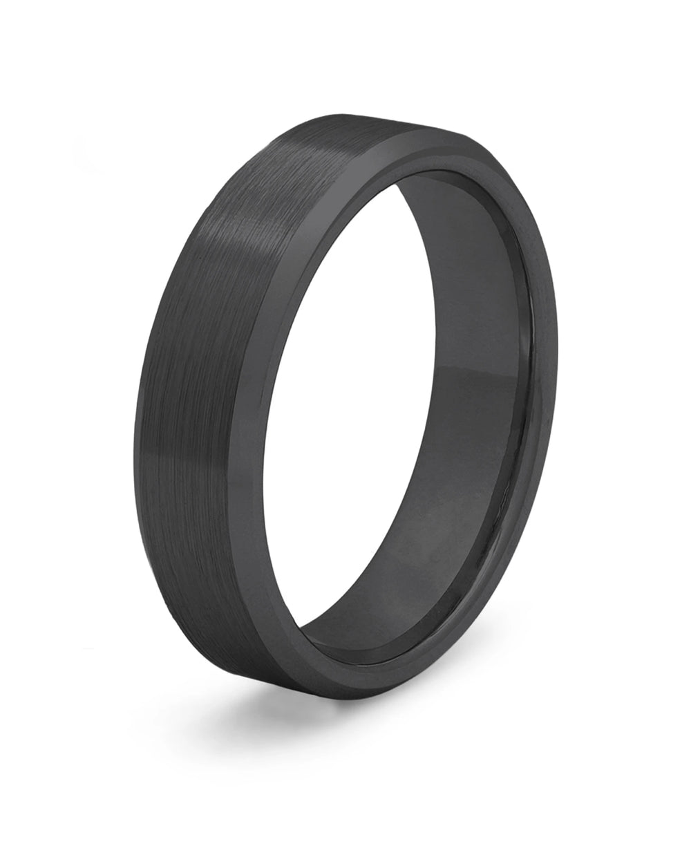 Black bevelled tungsten wedding ring for men, 6mm band