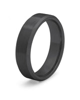 Black bevelled tungsten wedding ring for men, 6mm band