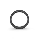 Black tungsten wedding ring with brushed centre and polished beveled edges 6mm width