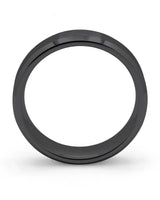 Side view of black 6mm bevelled tungsten wedding ring