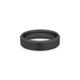 Black tungsten wedding ring with brushed centre and polished beveled edges 6mm width