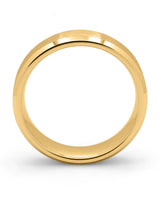 Side view of gold 6mm bevelled tungsten wedding ring
