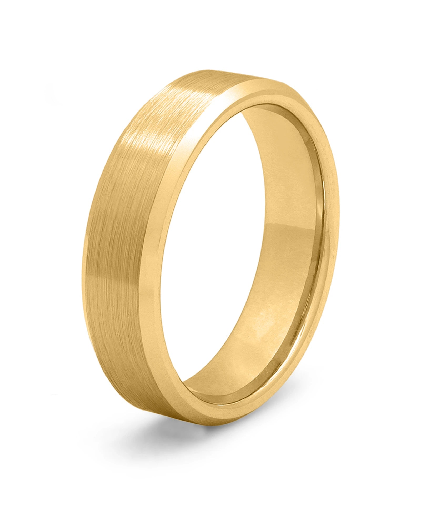 Gold bevelled tungsten wedding ring for men, 6mm band