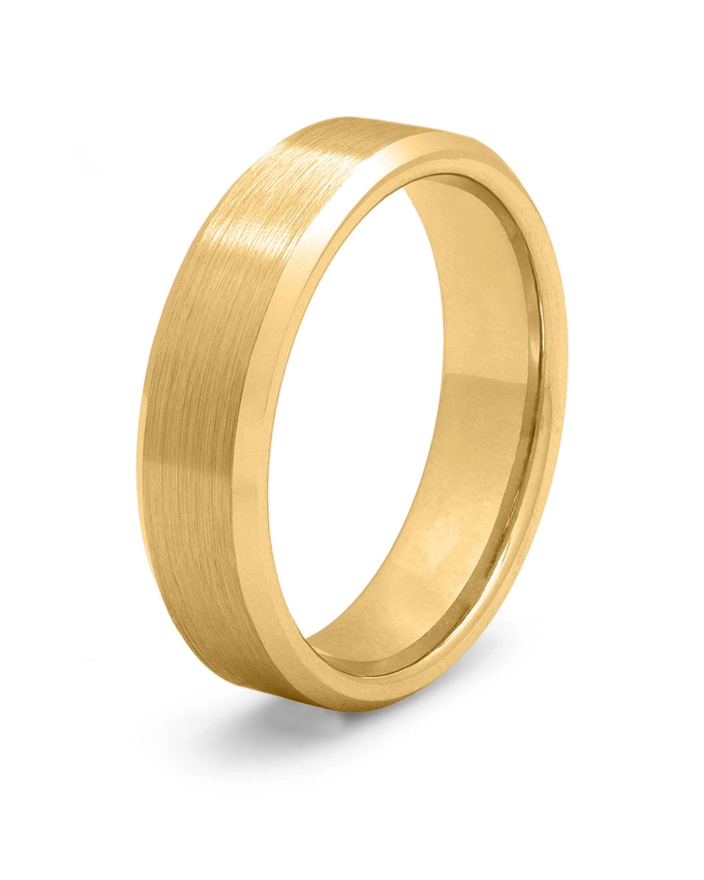 Gold bevelled tungsten wedding ring for men, 6mm band