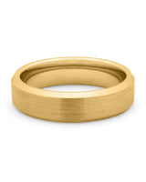 Front view of gold 6mm bevelled tungsten wedding band