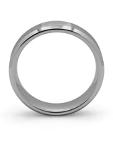 Side view of gunmetal 6mm bevelled tungsten wedding ring