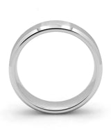 Side view of silver 6mm bevelled tungsten wedding ring