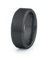 Black bevelled tungsten wedding ring for men, 8mm band