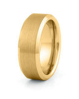 Gold bevelled tungsten wedding ring for men, 8mm band