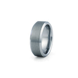 Gunmetal grey tungsten wedding band brushed centre polished beveled edges 8mm