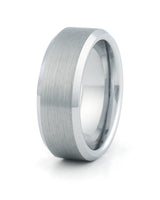 Silver bevelled tungsten wedding ring for men, 8mm band