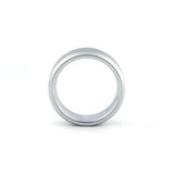 Silver tungsten wedding ring brushed centre polished beveled edges 8mm