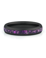 Front view of black 4mm amethyst tungsten wedding band
