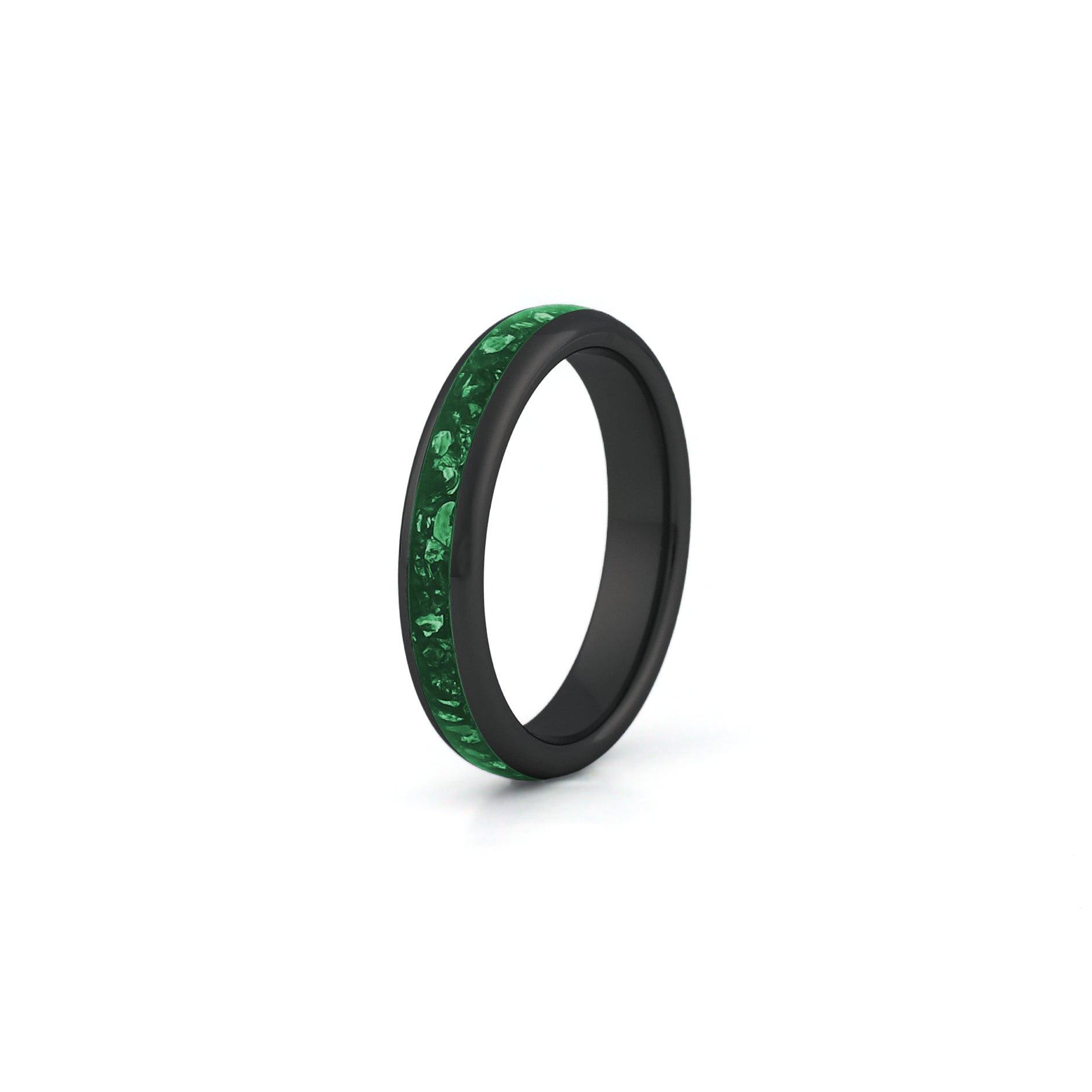 4mm black emerald tungsten wedding ring