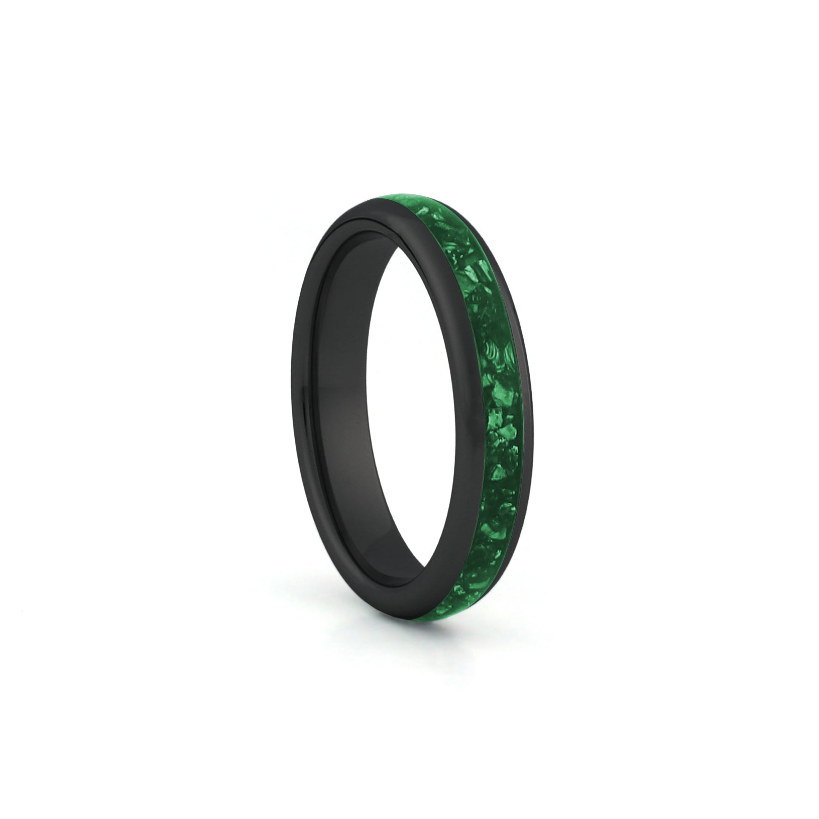 green inlay black tungsten band