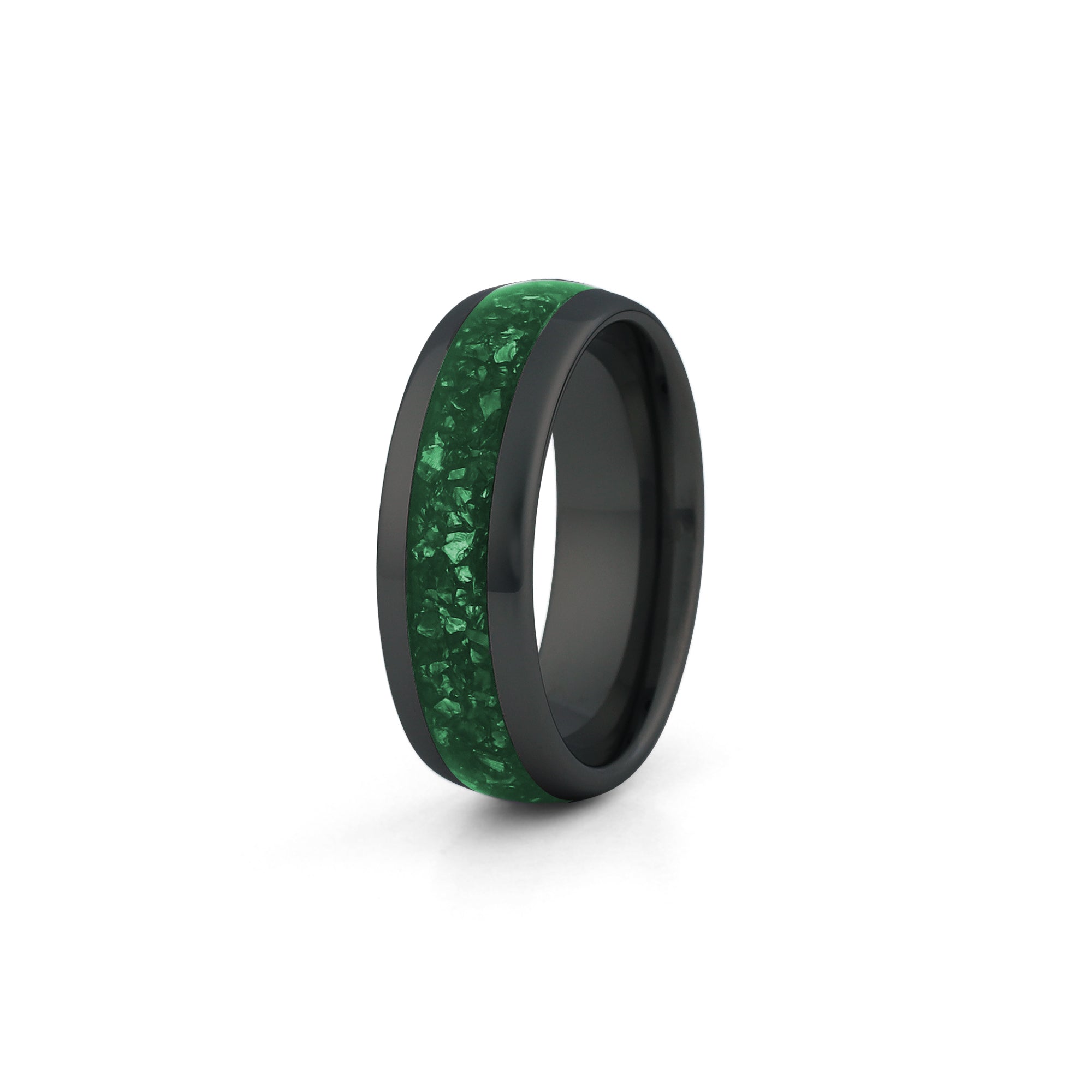 8mm black emerald tungsten ring