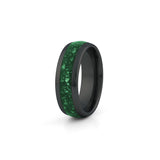 green inlay black couples rings