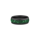 green tungsten band black wide