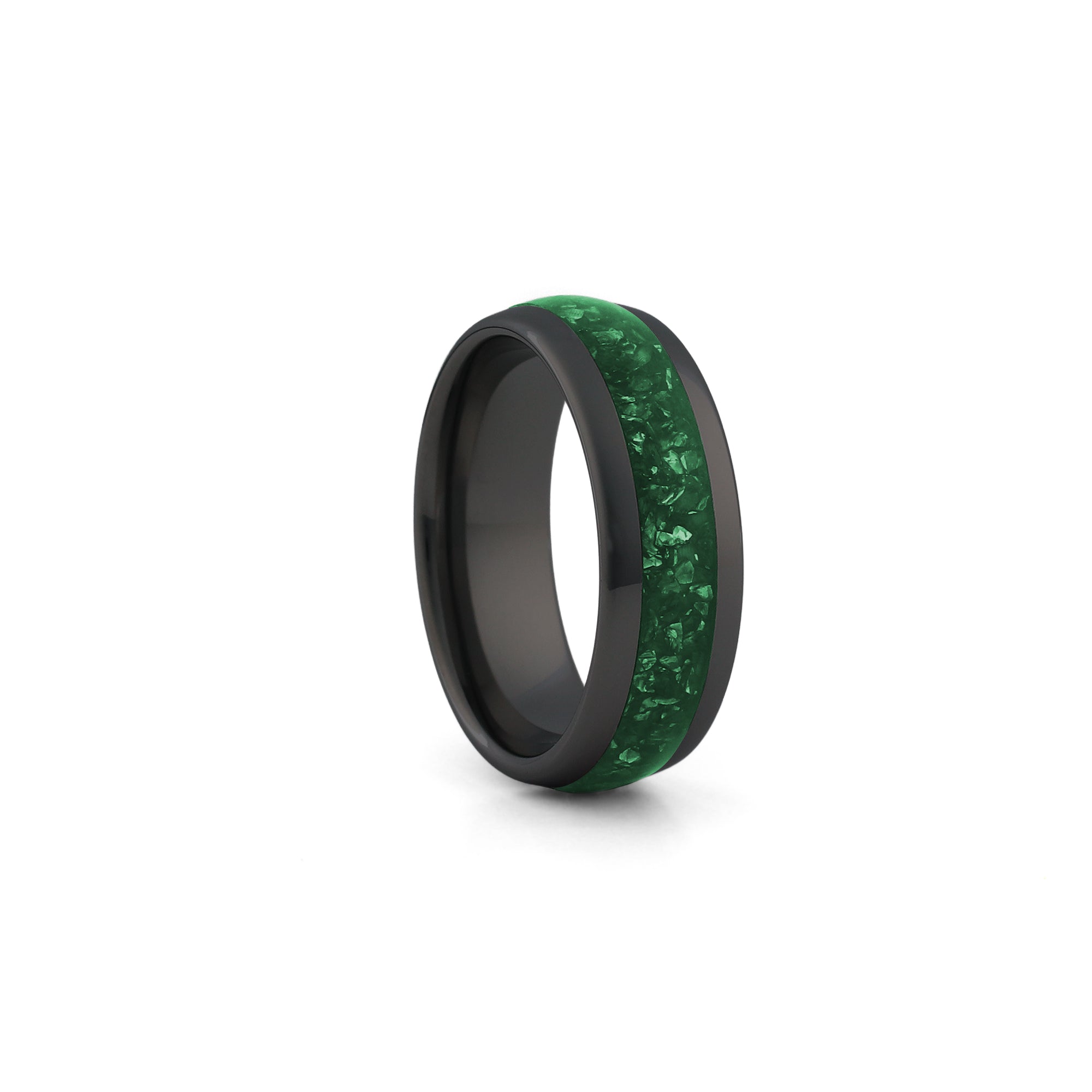 mens black emerald ring 8mm
