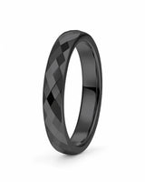 Black 4mm faceted tungsten carbide wedding ring for men and women