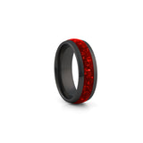 8mm black tungsten ruby ring wide red gemstone wedding band