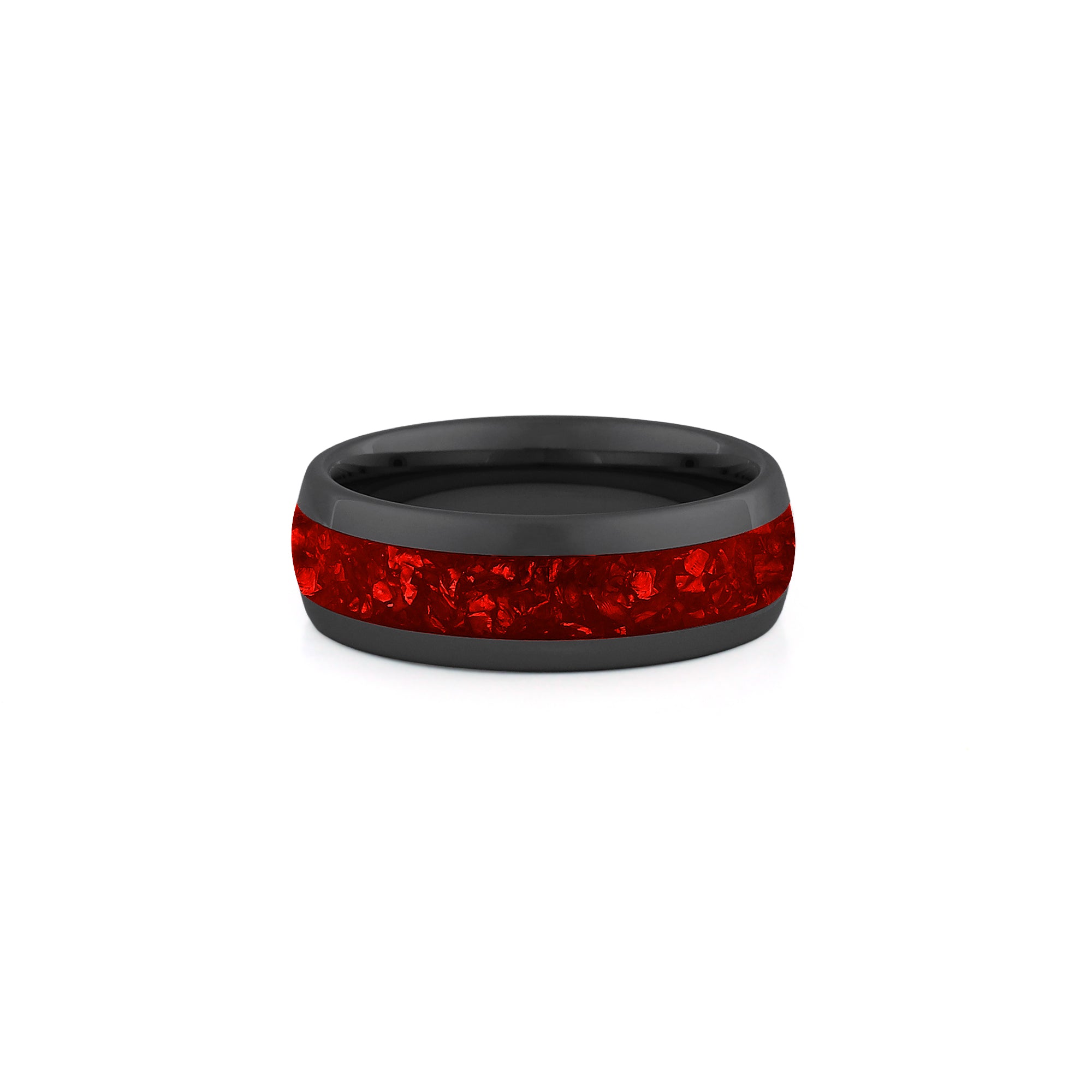 8mm black tungsten ruby ring wide red gemstone wedding band