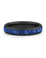 Front view of black 4mm sapphire tungsten wedding band