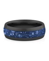 Front view of black 8mm sapphire tungsten wedding band