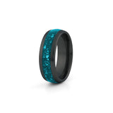 8mm black turquoise ring wide band tungsten